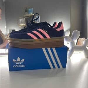 Adidas Women's Gazelle Navy and Pink Sneakers